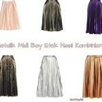 Metalik Midi Boy Etek Nasıl Kombinlenir?