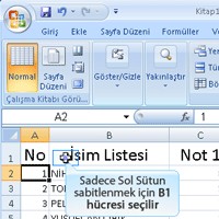 Excel 2007'de Satır Veya Sütun Sabitleme