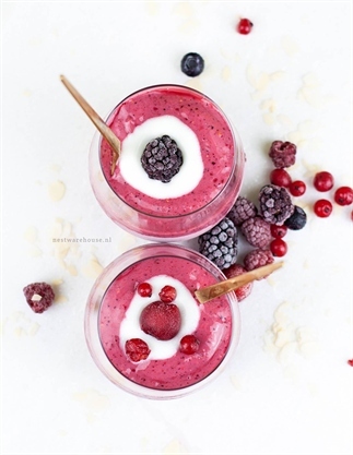 Gezonde frozen yogurt met rood fruit
