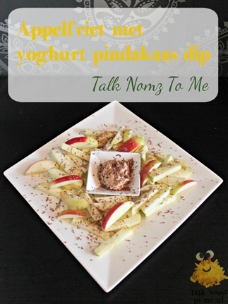 Appelfriet met pindakaas-yoghurt dip