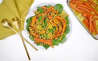 Geroosterde kikkererwten en pompoen salade