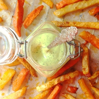 Detox snack: Groentefriet met dille mayonaise