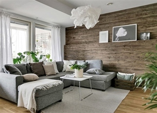 Zien: Scandinavisch interieur met houten muur