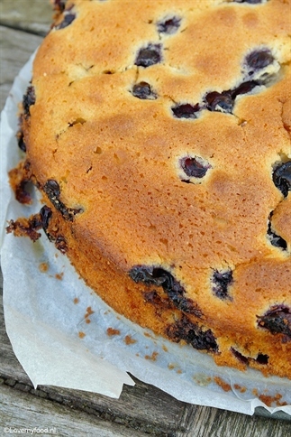Frisse cake met blauwe bessen en citroen