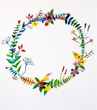 Maak een bloemenkrans met aquarelverf