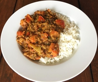 Curry met linzen en tomaten voor 1 persoon
