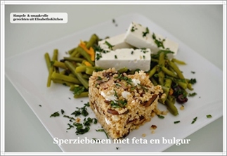 Sperziebonen met feta en bulgur