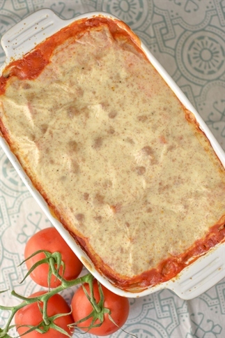Cannelloni met gehakt en romige tomatensaus