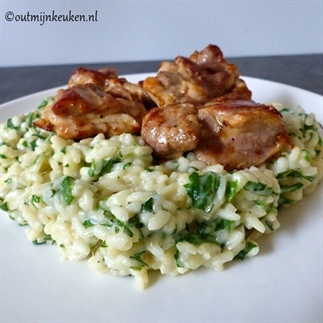 Kruiden risotto (vega of met een stukje kip)