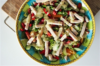 Lunchrecept salade gerookte kip
