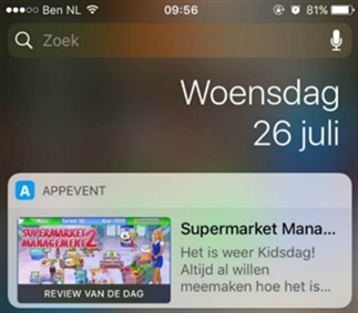 Nieuwe update van de app: AppEvent widget
