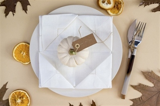 Servetten vouwen voor een Herfsttafel.