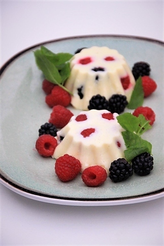 Zomerfruit dessert met geitenmelkcustard